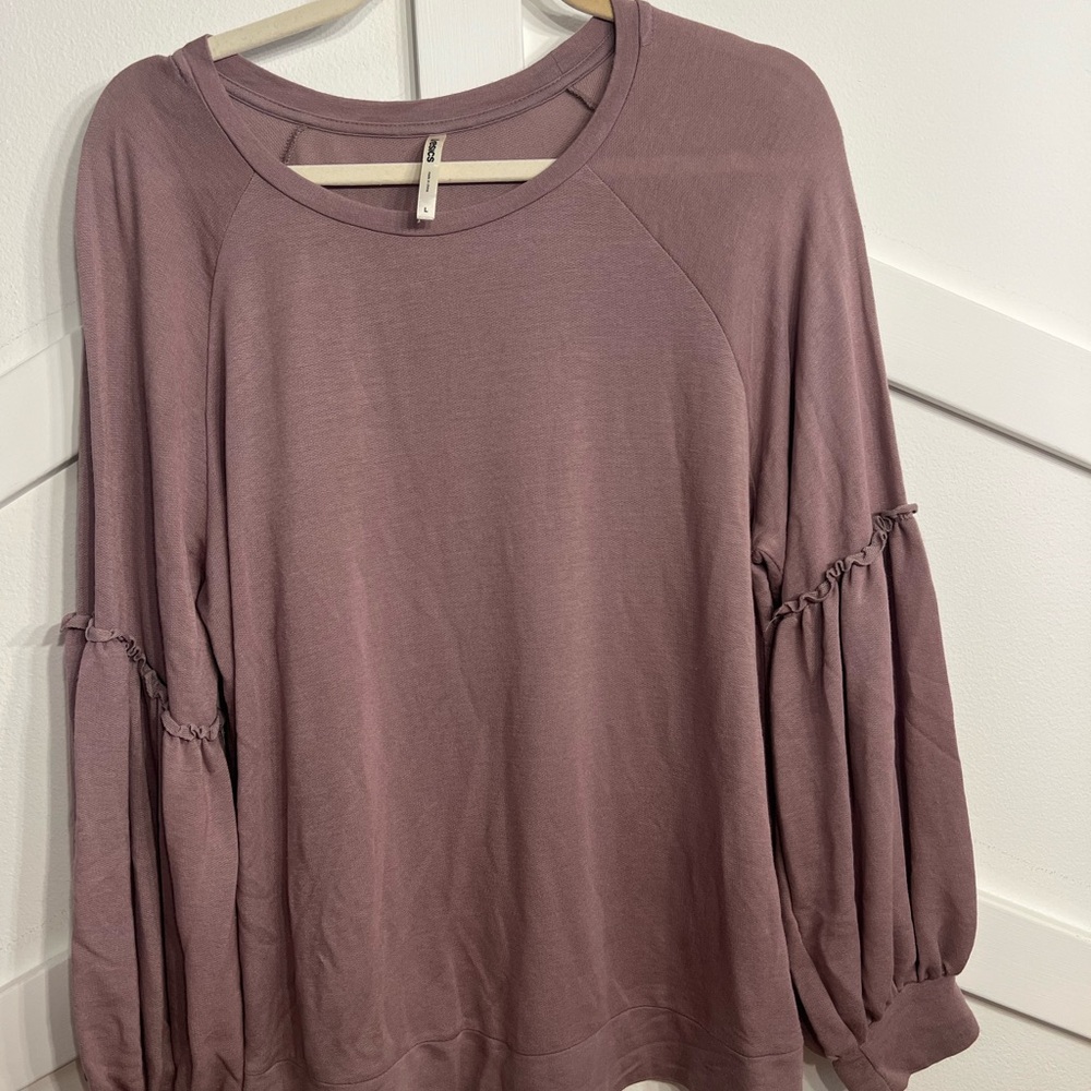 Tresics Mauve Sweatshirt with Ruffled Sleeves